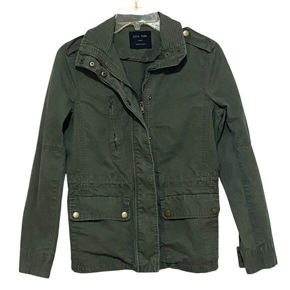 Love Tree Utility Jacket Womens S Army Green Military Gorpcore Streetwear Grunge - Picture 1 of 5